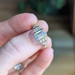 Art deco 2ct emerald cut diamond ring
